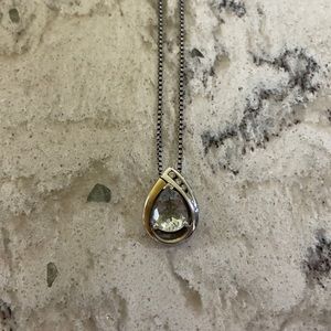 Light blue stone w/ 925 & 10k gold on 16” chain